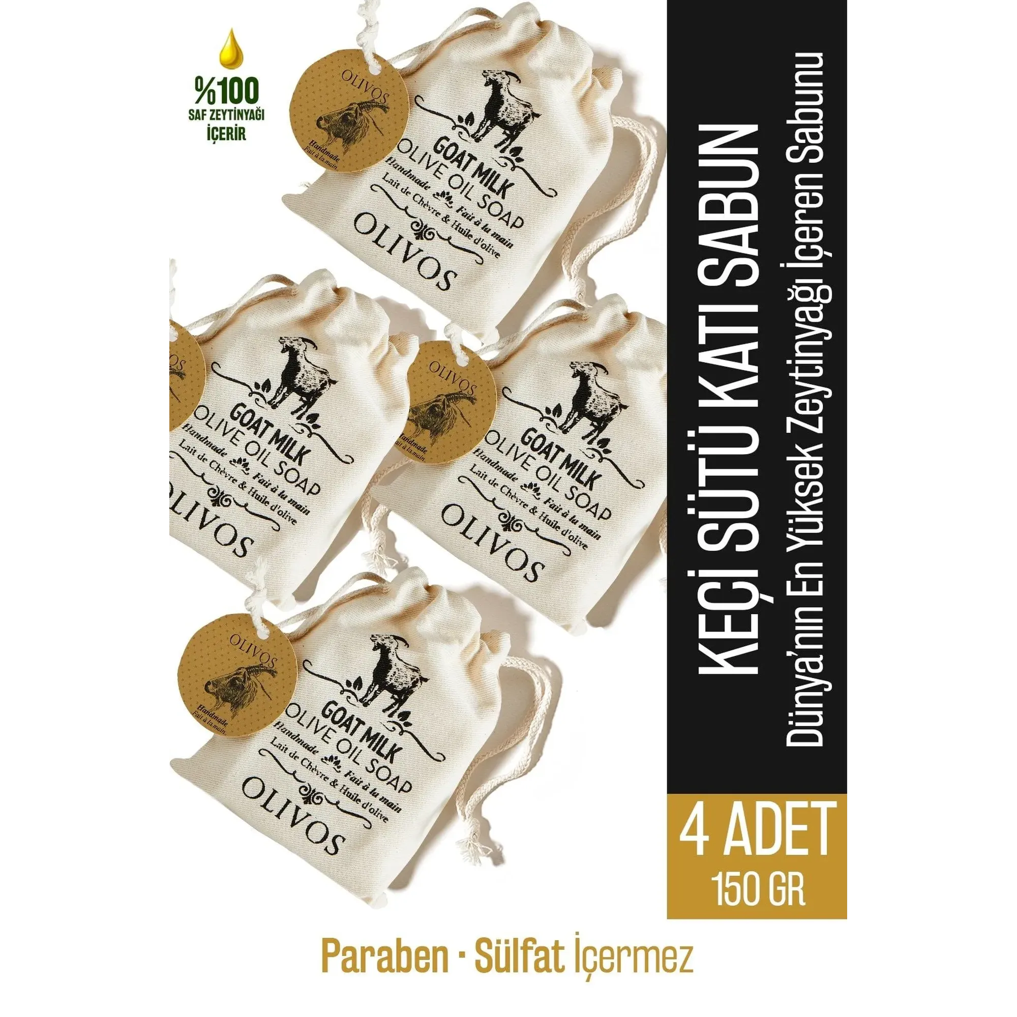 Olivos Goat Milk Olive Oil Soap, 4 × 5.29 oz.