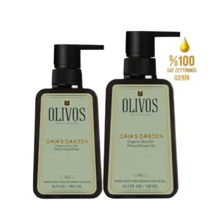 Olivos Gaia’s Garden Peony Olive Oil Shower Gel and Liquid Soap Set