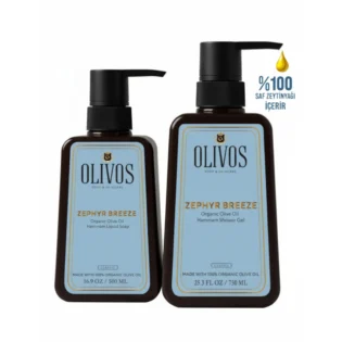 Olivos Turkish Hammam Olive Oil Shower Gel and Liquid Soap Set