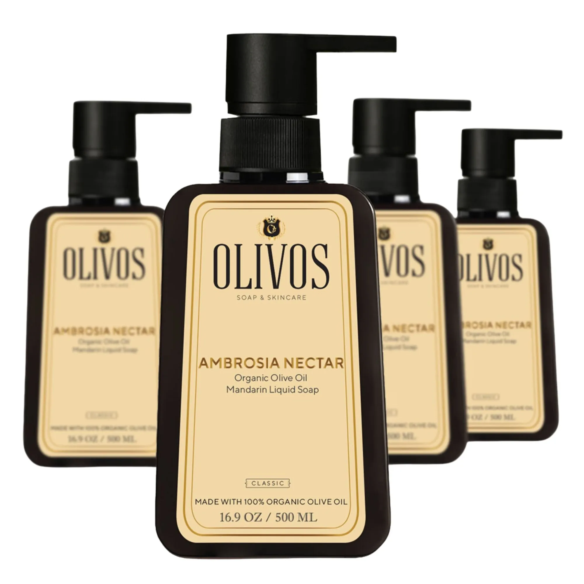 Olivos Mandarin Liquid Olive Oil Soap, 4 × 16.91 fl. oz.