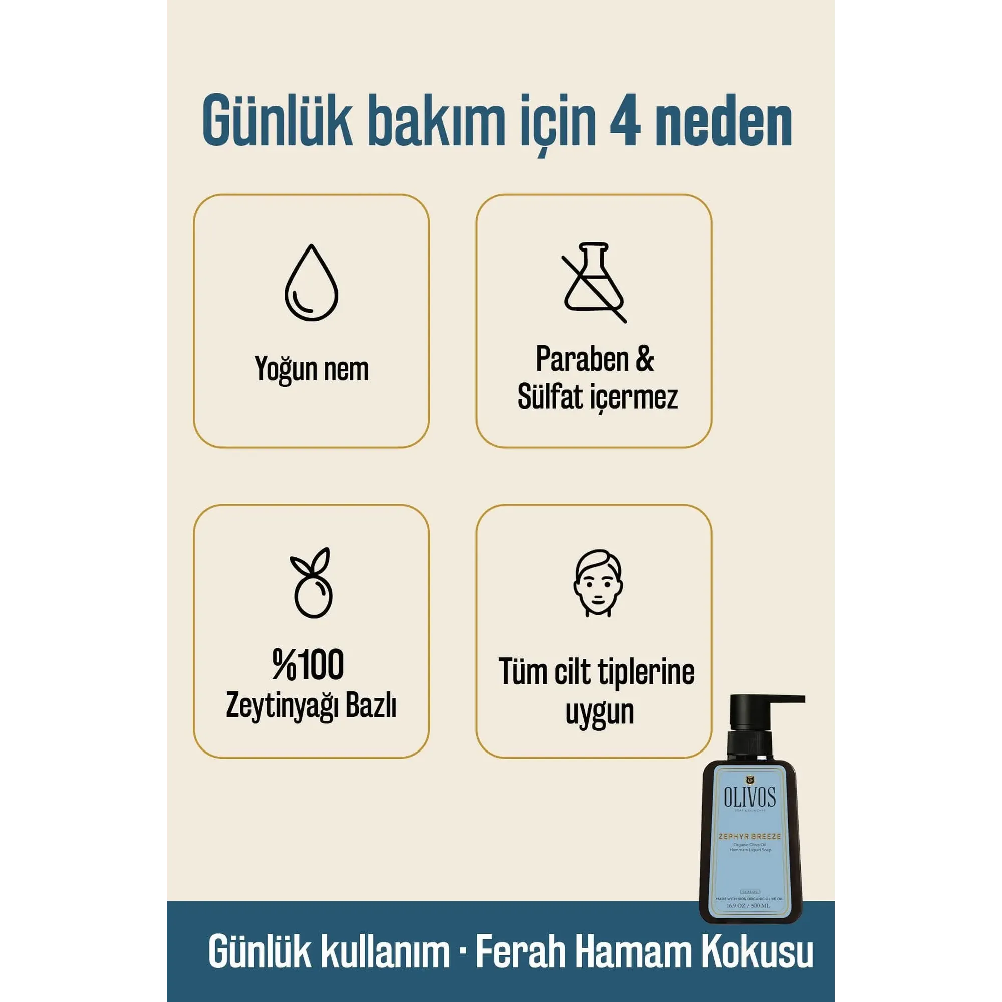 Olivos Turkish Hammam Liquid Olive Oil Soap, 4 × 16.91 fl. oz.