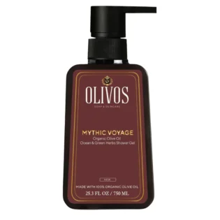 Olivos Mythic Voyage Ocean and Green Herbs Olive Oil Shower Gel, 25.36 fl. oz.