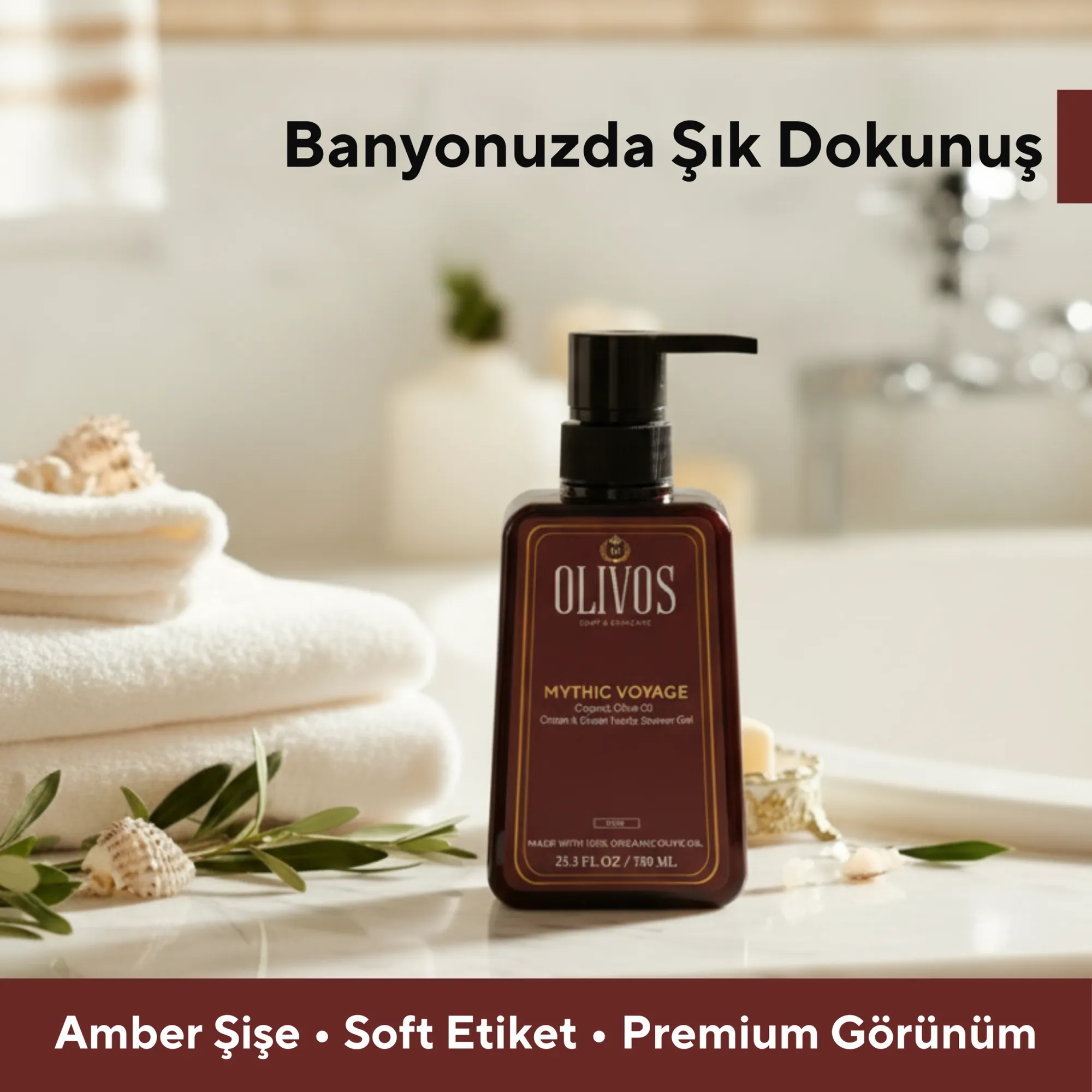 Olivos Mythic Voyage Ocean and Green Herbs Olive Oil Shower Gel, 25.36 fl. oz.