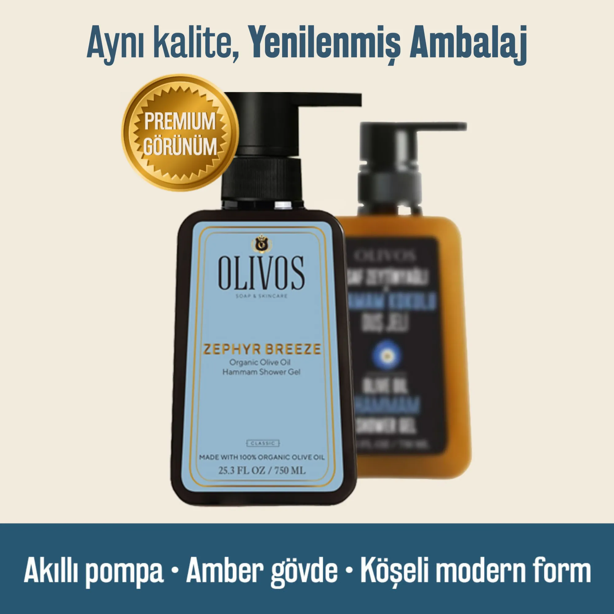 Olivos Turkish Hammam Olive Oil Shower Gel, 2 × 25.36 fl. oz.