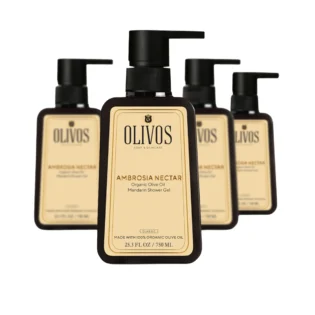 Olivos Mandarin Olive Oil Shower Gel, 4 × 25.36 fl. oz.